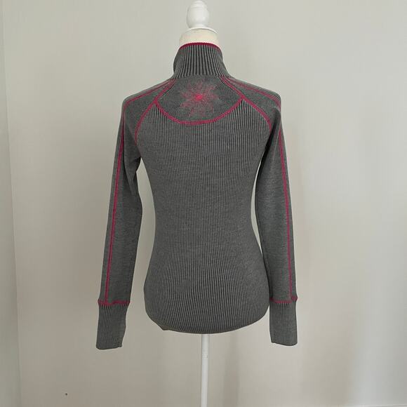 Athleta Women's Giant Slalom Full Zip Sweater Gray Pink Small - Picture 4 of 10